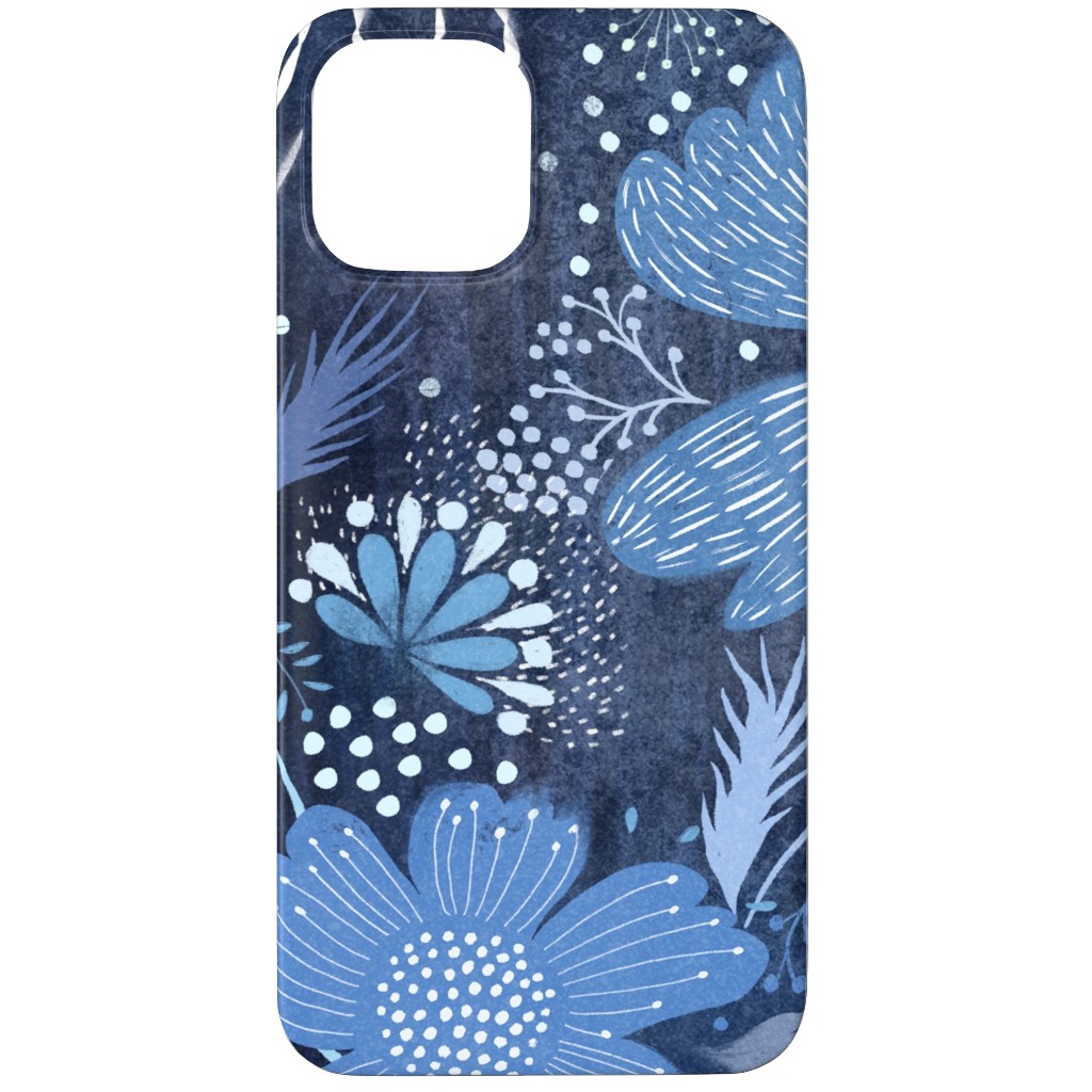 Shibori Flower Abundance - Blue Phone Case, Silicone Liner Case, Matte, iPhone 12 Pro, Blue