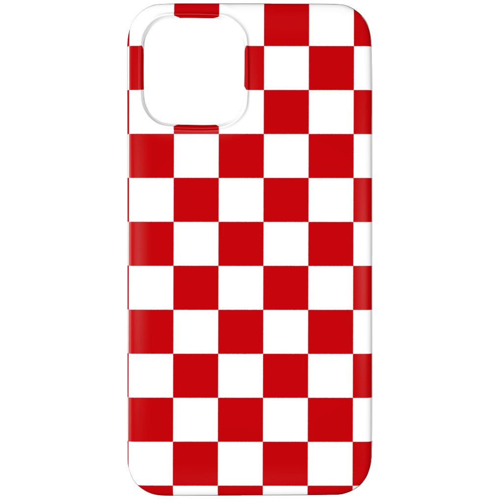 Checkerboard - Red and White Phone Case, Silicone Liner Case, Matte, iPhone 12 Pro, Red, Red