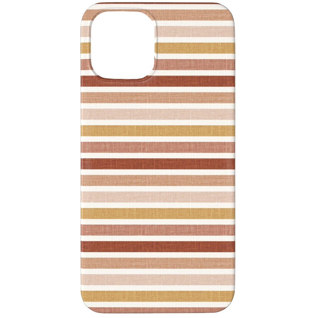 Retro Stripes - Pink on Faux Linen Phone Case, Slim Case, Matte, iPhone 12 Pro, Pink, Bright Pink