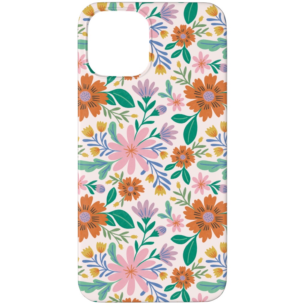 Happy Flowers - Pink Multi Phone Case, Slim Case, Matte, iPhone 12 Pro, Pink