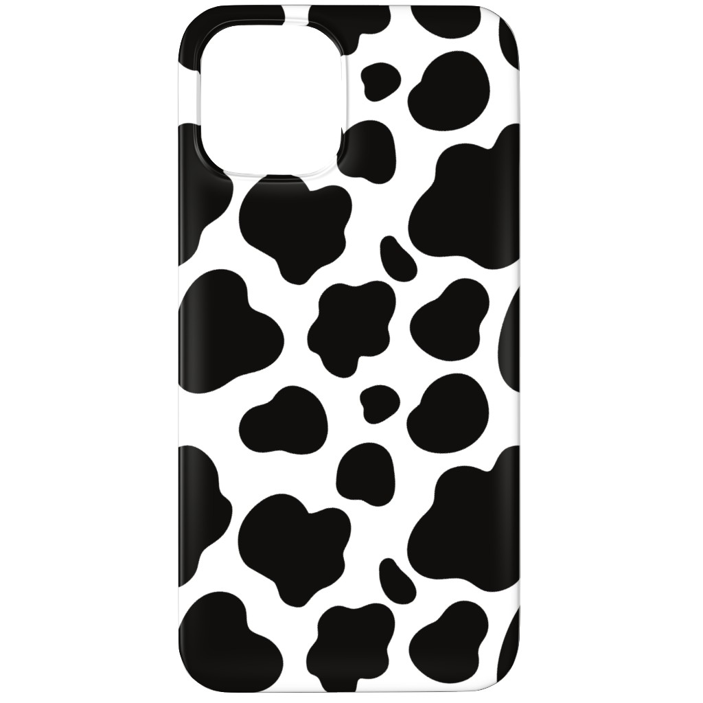 Cow Spots Pattern - Black on White Phone Case, Slim Case, Matte, iPhone 12 Pro, Black, Black