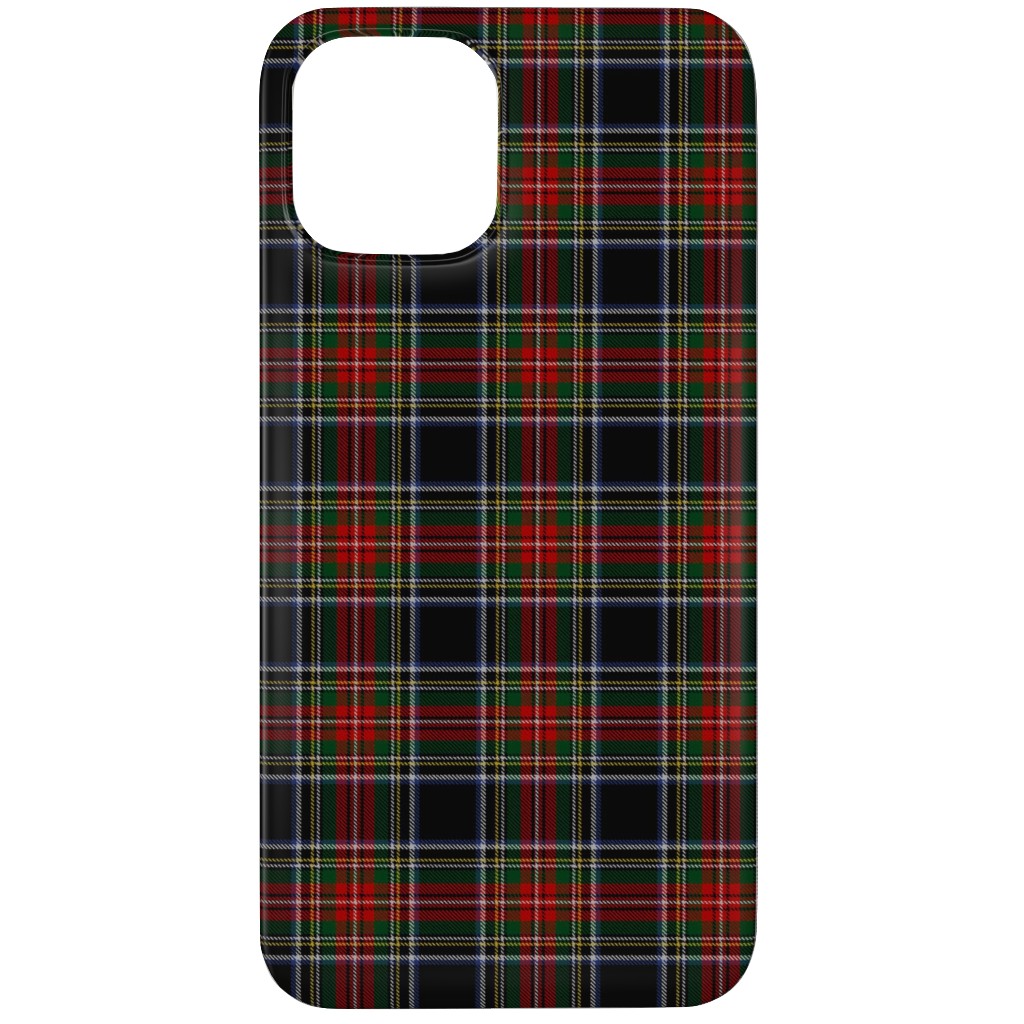 Black Stewart Tartan - Red Phone Case, Slim Case, Matte, iPhone 12 Pro, Black