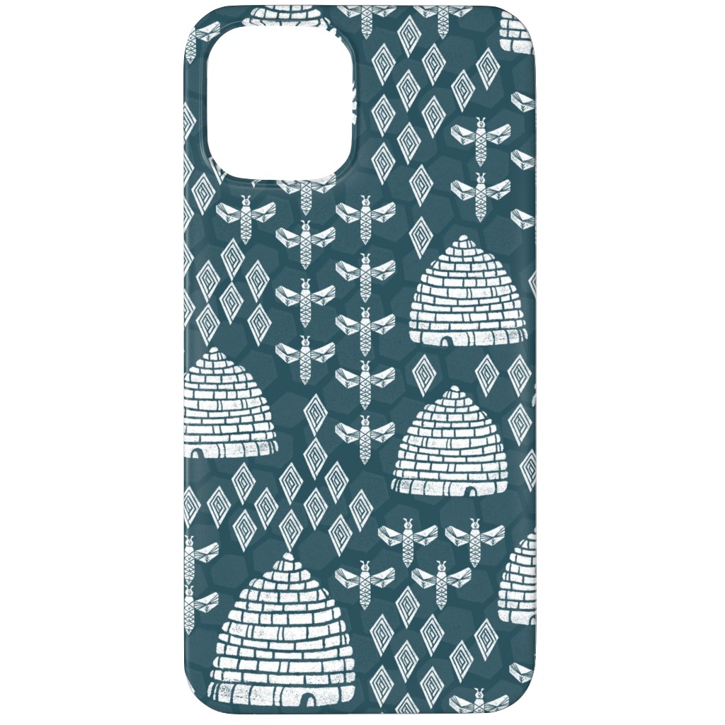 Vintage Bees and Hives - Blue Phone Case, Slim Case, Matte, iPhone 12 Pro, Green