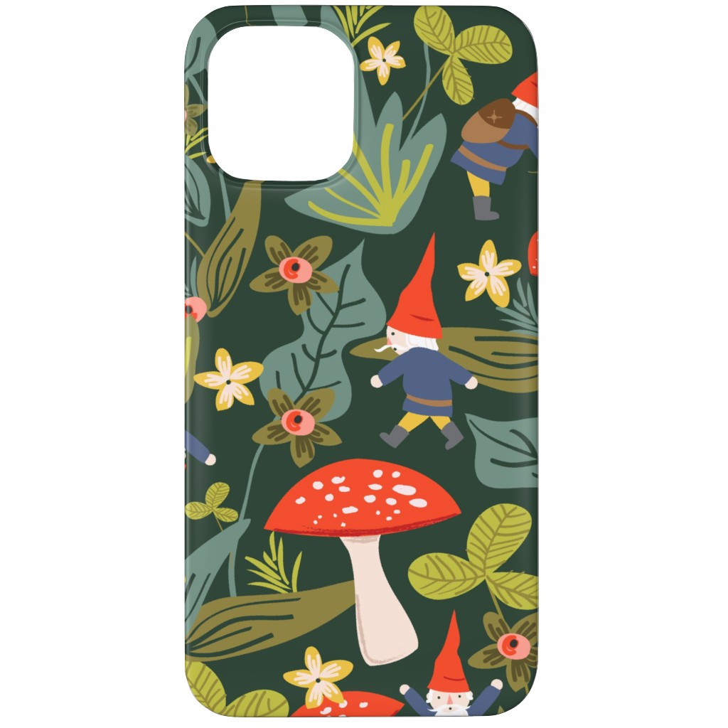 Woodland Gnomes & Mushrooms - Green Phone Case, Slim Case, Matte, iPhone 12 Pro, Green, Classic Green