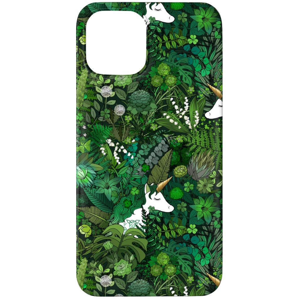 Irish Unicorn in a Green Garden Phone Case, Slim Case, Matte, iPhone 12 Pro, Green, Classic Green