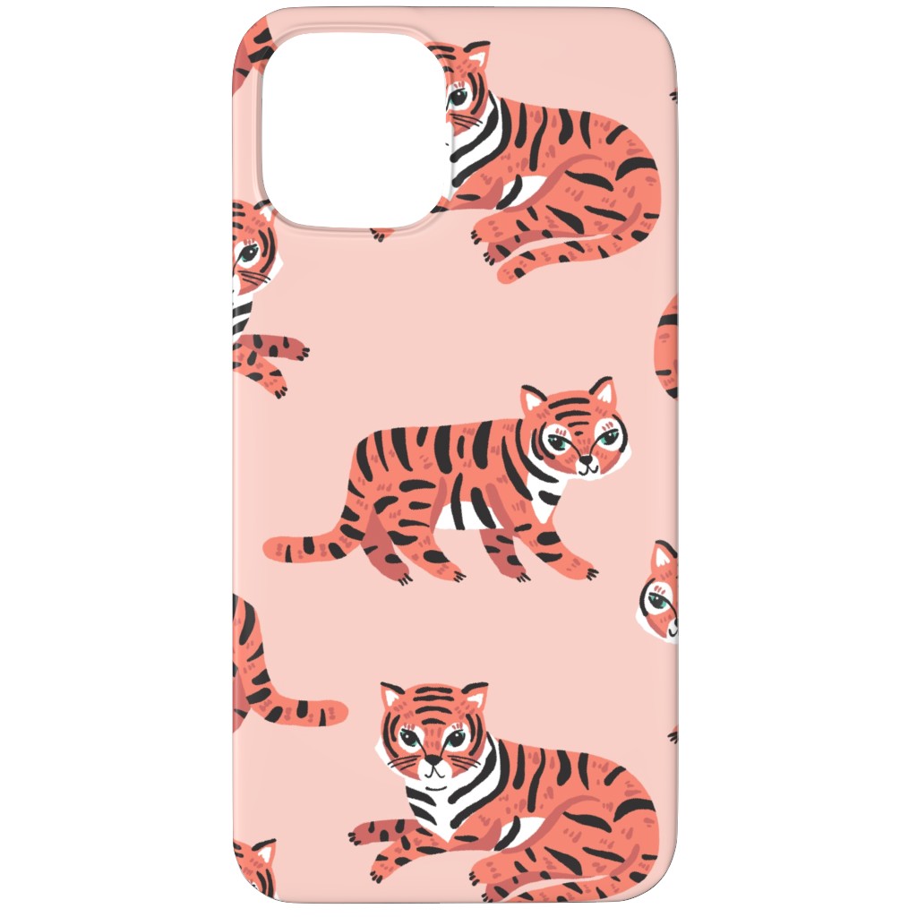 Jungle Tigers - Blush and Coral Phone Case, Slim Case, Matte, iPhone 12 Pro, Pink