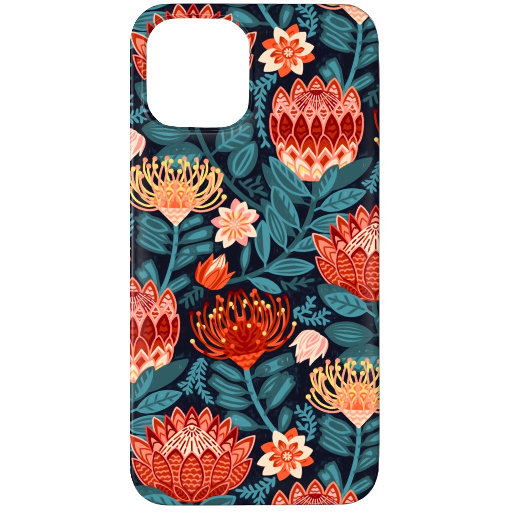 Protea Chintz - Navy Phone Case, Slim Case, Matte, iPhone 12 Pro, Multicolor