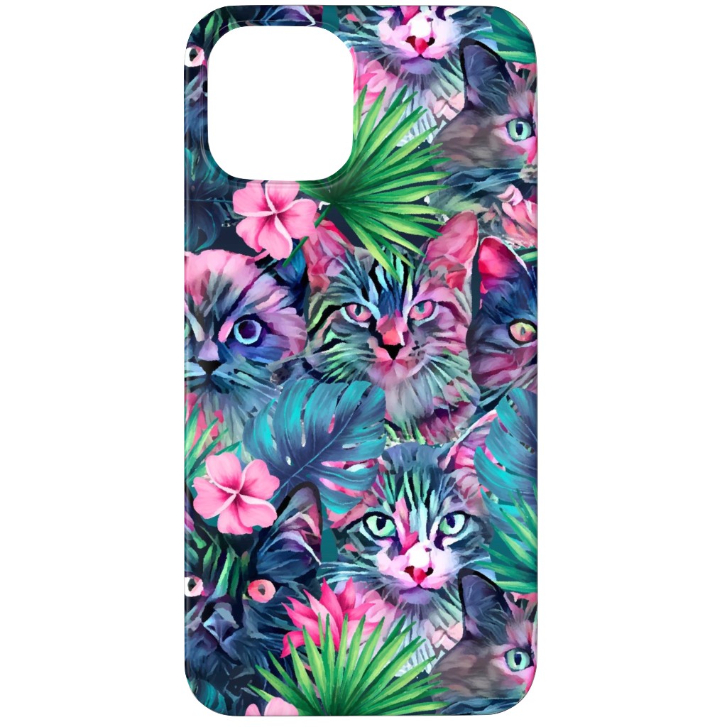 Summer Floral Cats - Multi Phone Case, Slim Case, Matte, iPhone 12 Pro, Multicolor