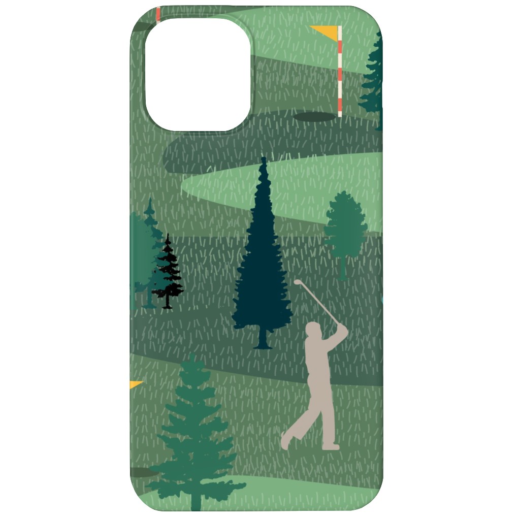Golf Day Out - Green Phone Case, Silicone Liner Case, Matte, iPhone 12, Green, Classic Green