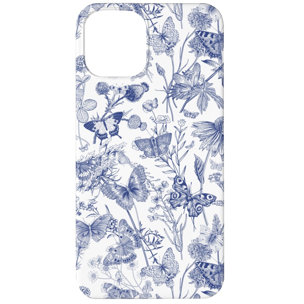 Butterflies and Wild Flowers Phone Case, Silicone Liner Case, Matte, iPhone 12, Blue