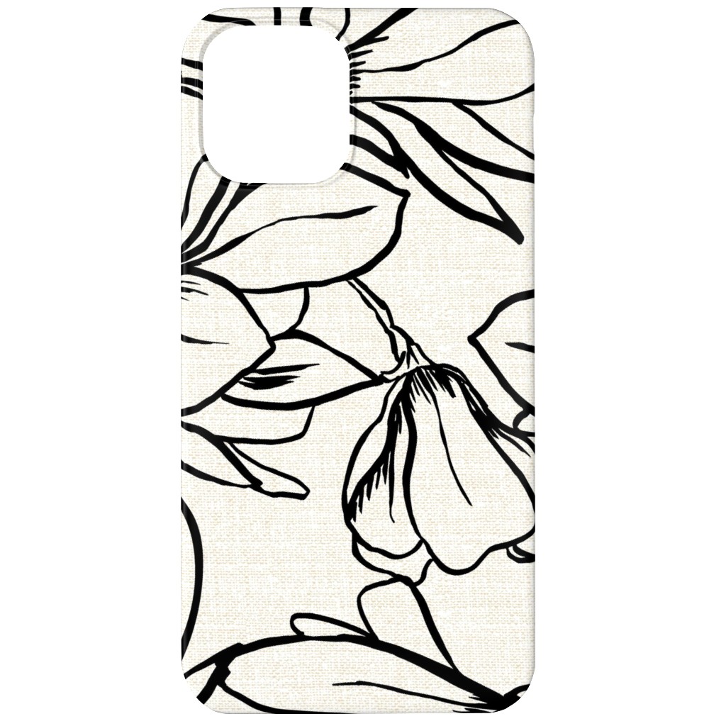 Magnolia Garden - Textured - White & Black Phone Case, Silicone Liner Case, Matte, iPhone 12, Beige