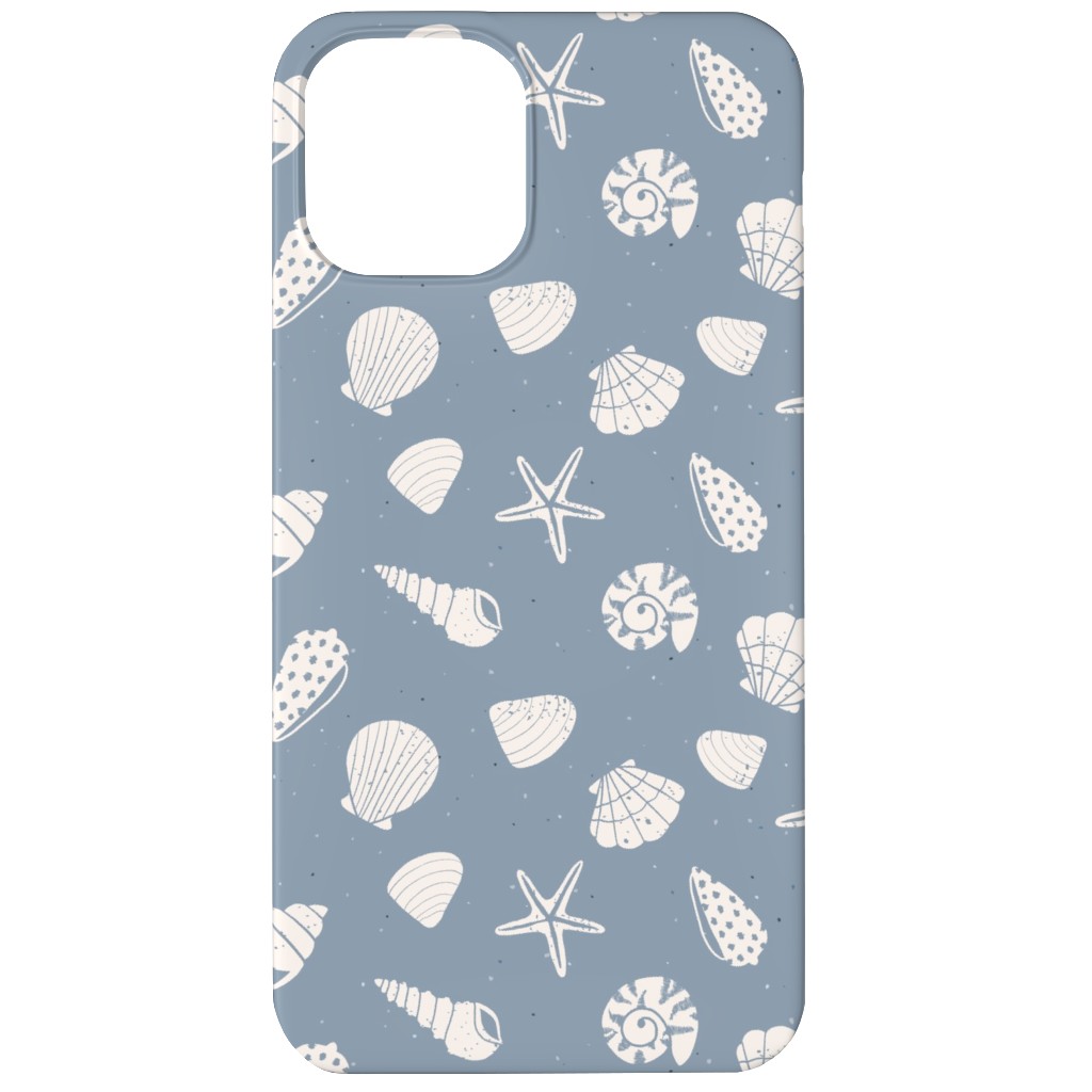 Seashells Summer Beach - Dusty Blue Phone Case, Silicone Liner Case, Matte, iPhone 12, Blue, True Blue