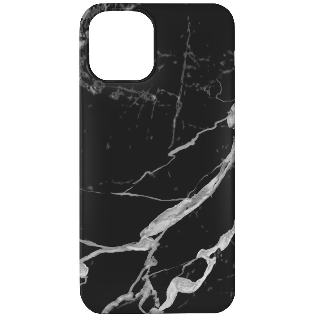 Faux Marble - Black Phone Case, Silicone Liner Case, Matte, iPhone 12, Black