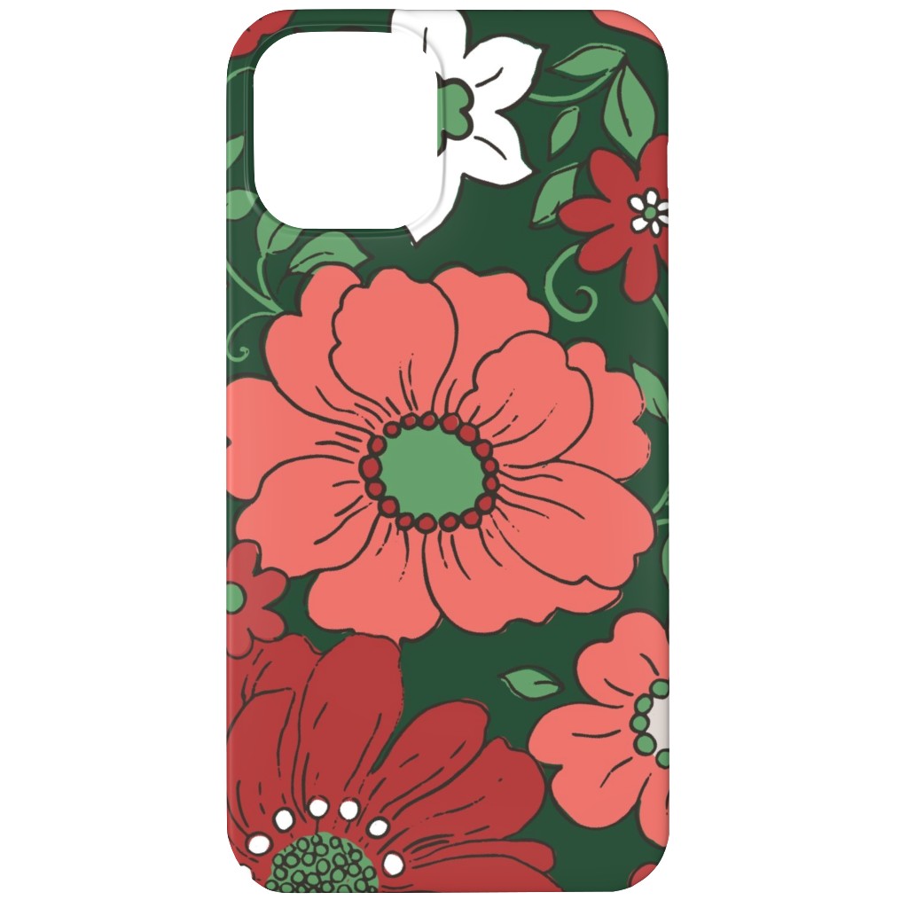 Camilla Retro Floral Christmas - Red and Green Phone Case, Silicone Liner Case, Matte, iPhone 12, Multicolor