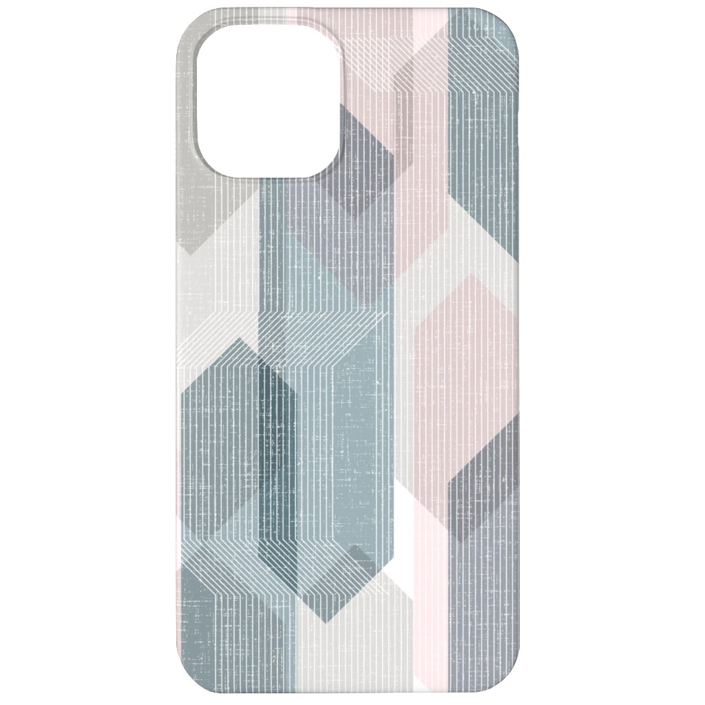 Deco Mod Hex Reflections - Sorbet Phone Case, Silicone Liner Case, Matte, iPhone 12, Gray, Gray