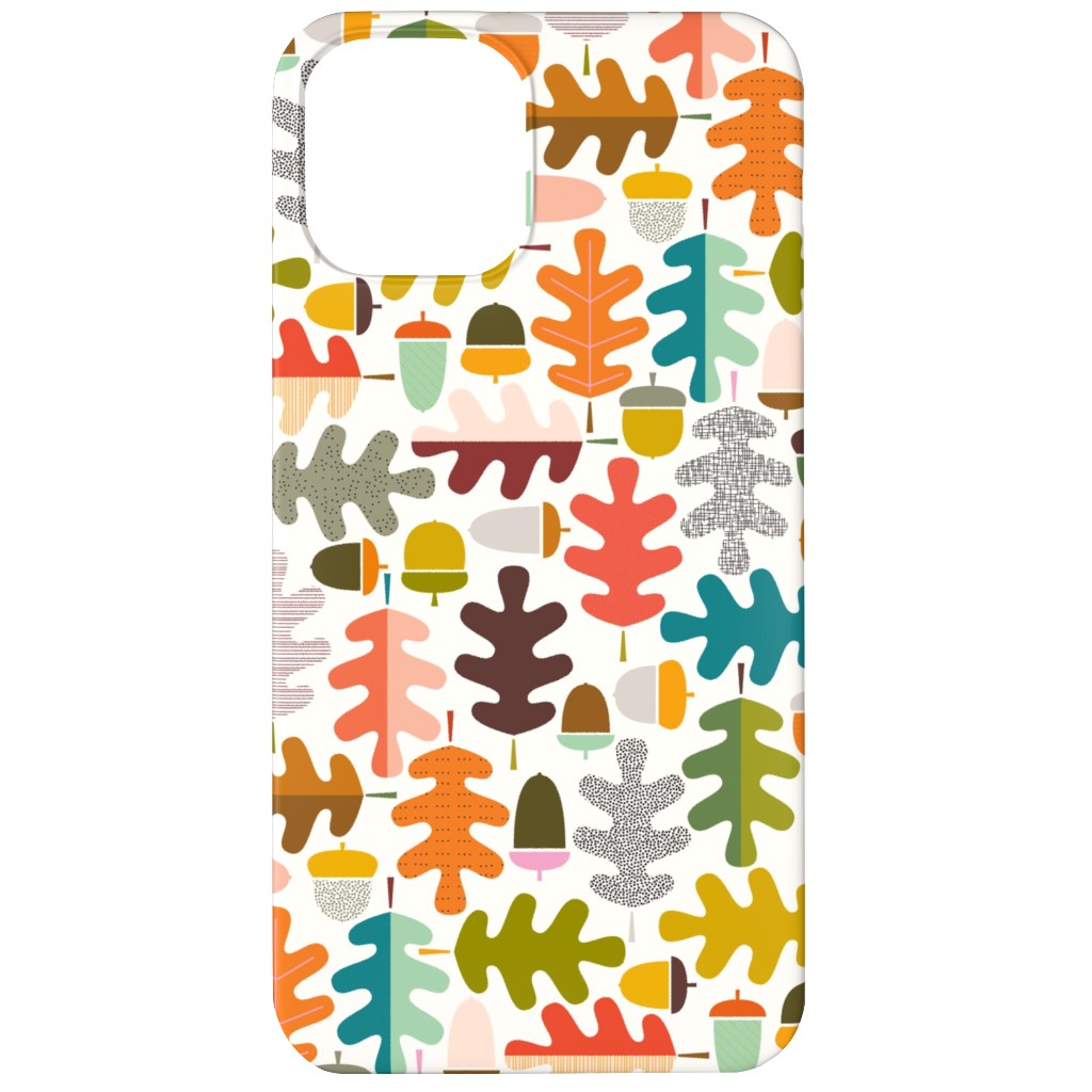 Autumn Oak Tree - Multi on White Phone Case, Silicone Liner Case, Matte, iPhone 12, Multicolor