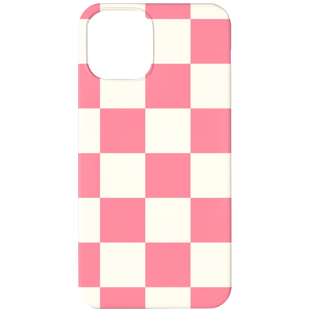 Checkered Pattern - Pink Phone Case, Silicone Liner Case, Matte, iPhone 12, Pink