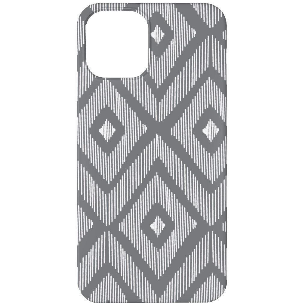 Ikat Phone Case, Silicone Liner Case, Matte, iPhone 12, Gray
