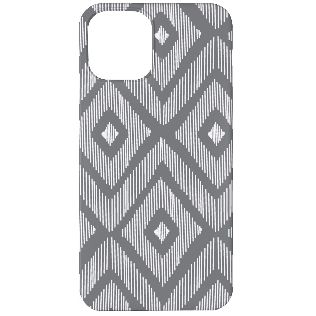 Ikat Phone Case, Silicone Liner Case, Matte, iPhone 12, Gray, Slate