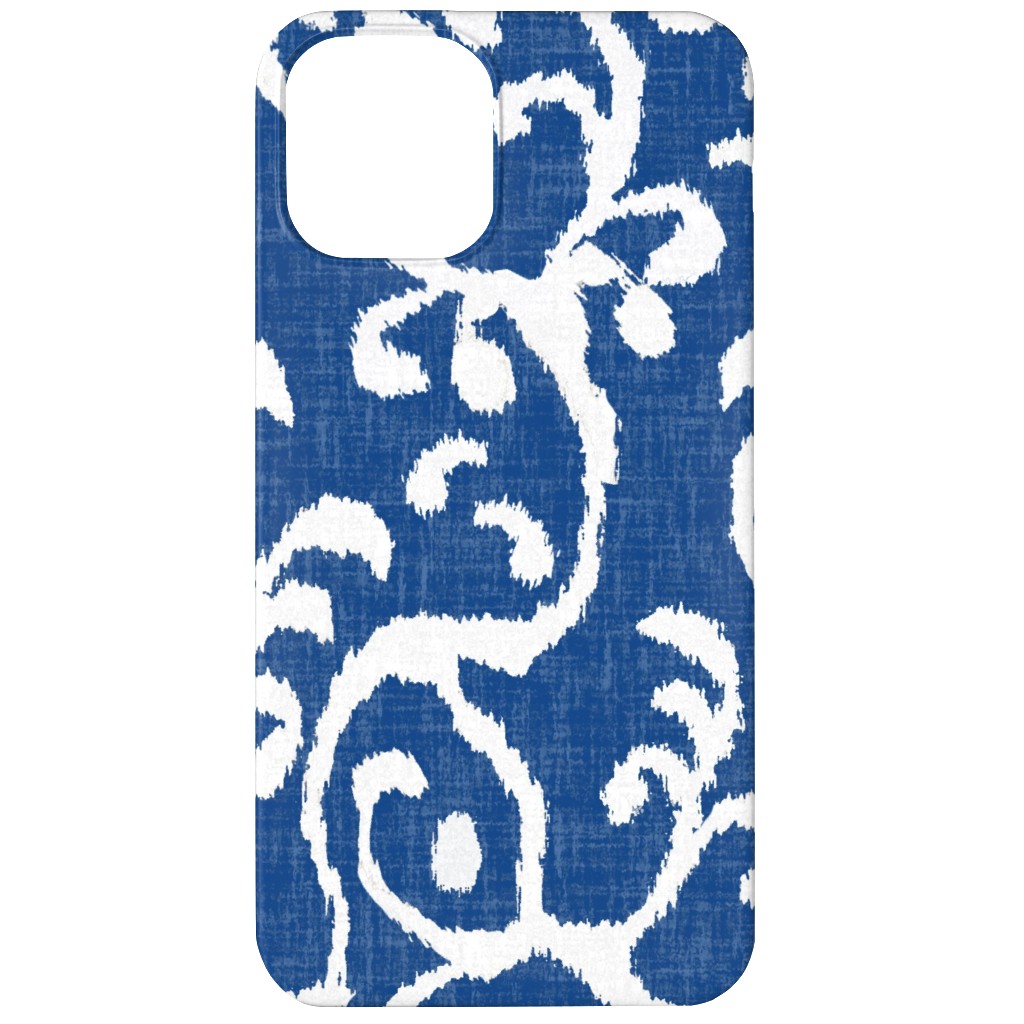 Lucette Ikat - Navy Phone Case, Silicone Liner Case, Matte, iPhone 12, Blue, True Blue