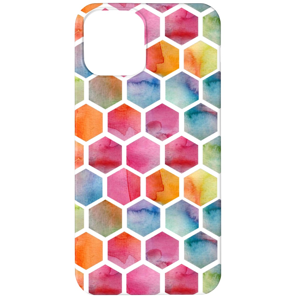 Watercolour Hexagons - Multi Phone Case, Silicone Liner Case, Matte, iPhone 12, Multicolor