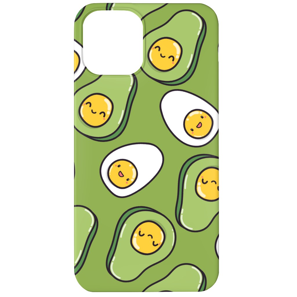 Cute Egg and Avocado - Green Phone Case, Silicone Liner Case, Matte, iPhone 12, Green, Classic Green