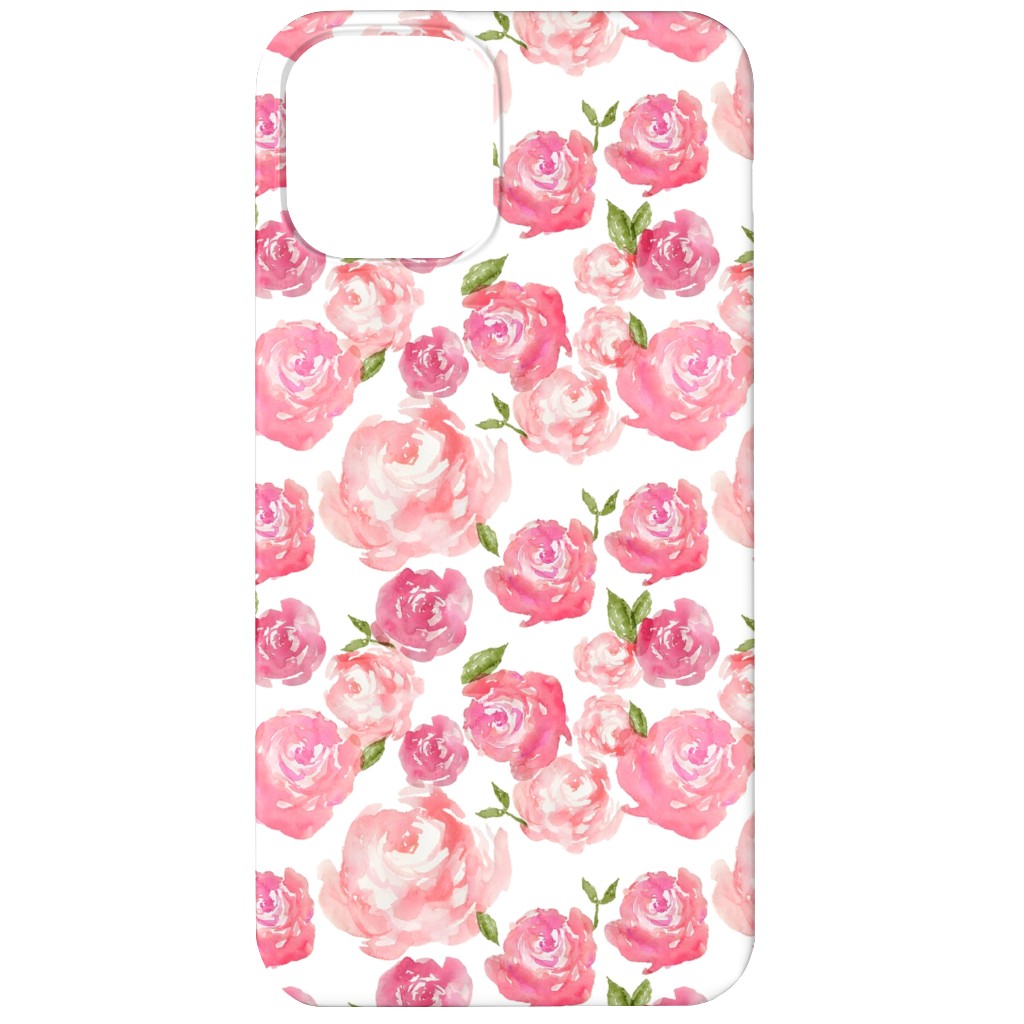 Watercolor Floral - Pink Phone Case, Silicone Liner Case, Matte, iPhone 12, Pink