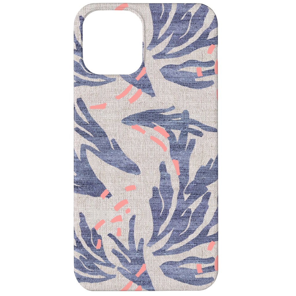 French Linen Anemone Phone Case, Silicone Liner Case, Matte, iPhone 12, Blue