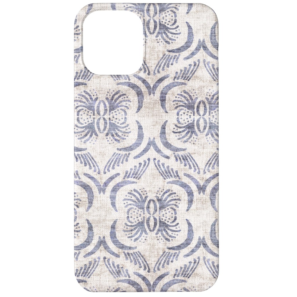French Linen Geo Floral Phone Case, Silicone Liner Case, Matte, iPhone 12, Gray
