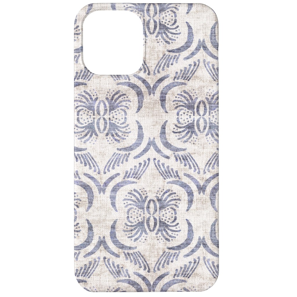 French Linen Geo Floral Phone Case, Silicone Liner Case, Matte, iPhone 12, Gray, Gray