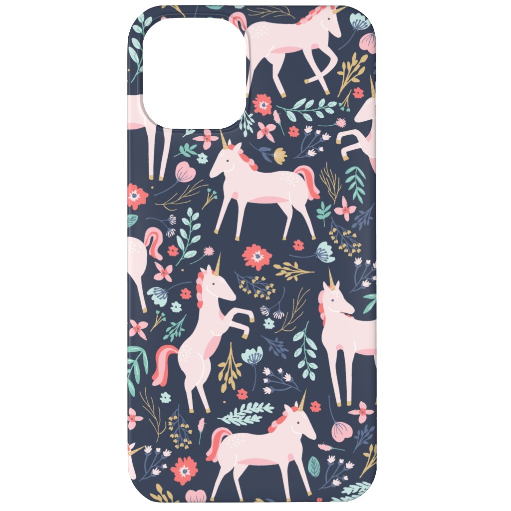 Unicorn Fields Phone Case, Silicone Liner Case, Matte, iPhone 12, Multicolor, Navy