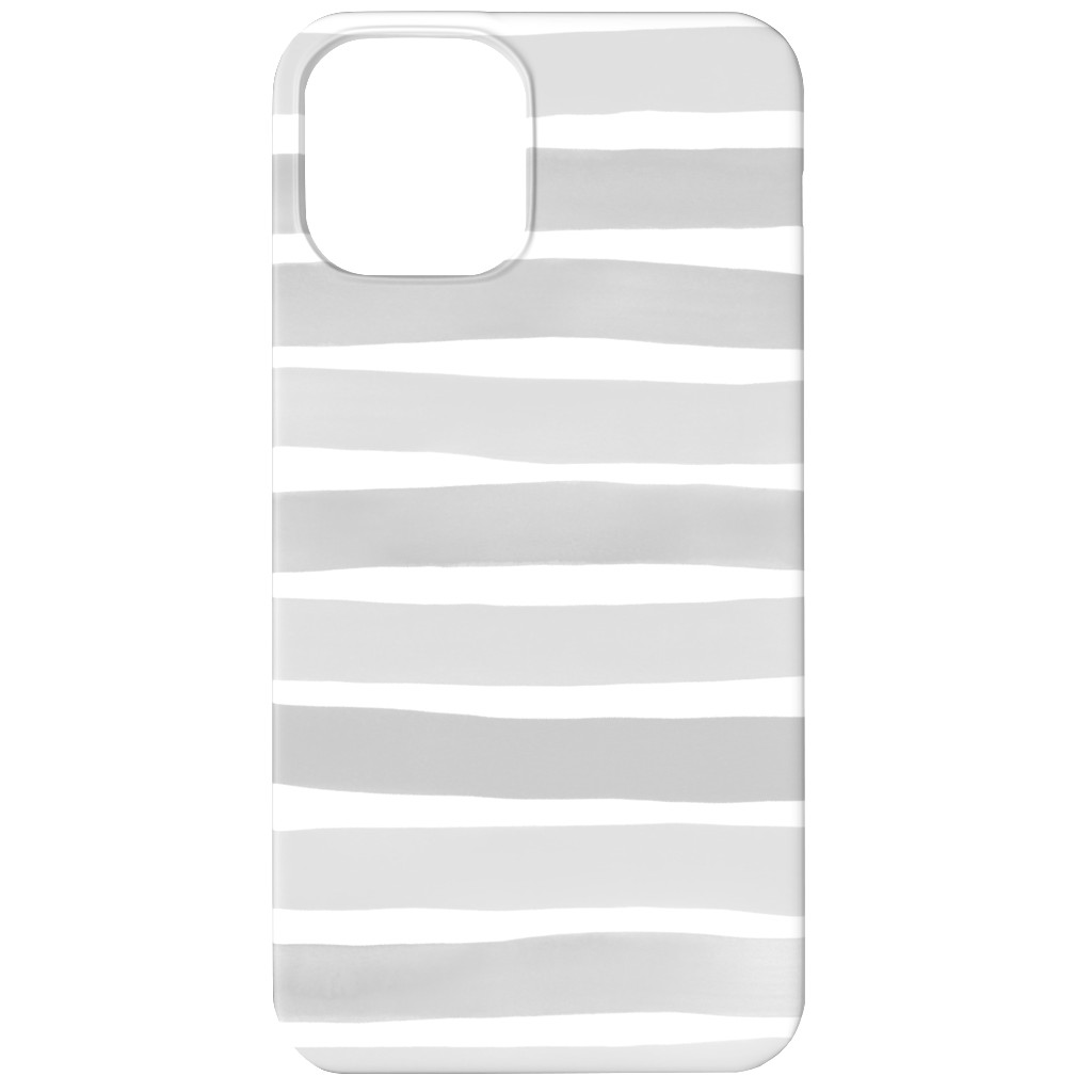 Imperfect Watercolor Stripes Phone Case, Silicone Liner Case, Matte, iPhone 12, Gray, Silver Lining