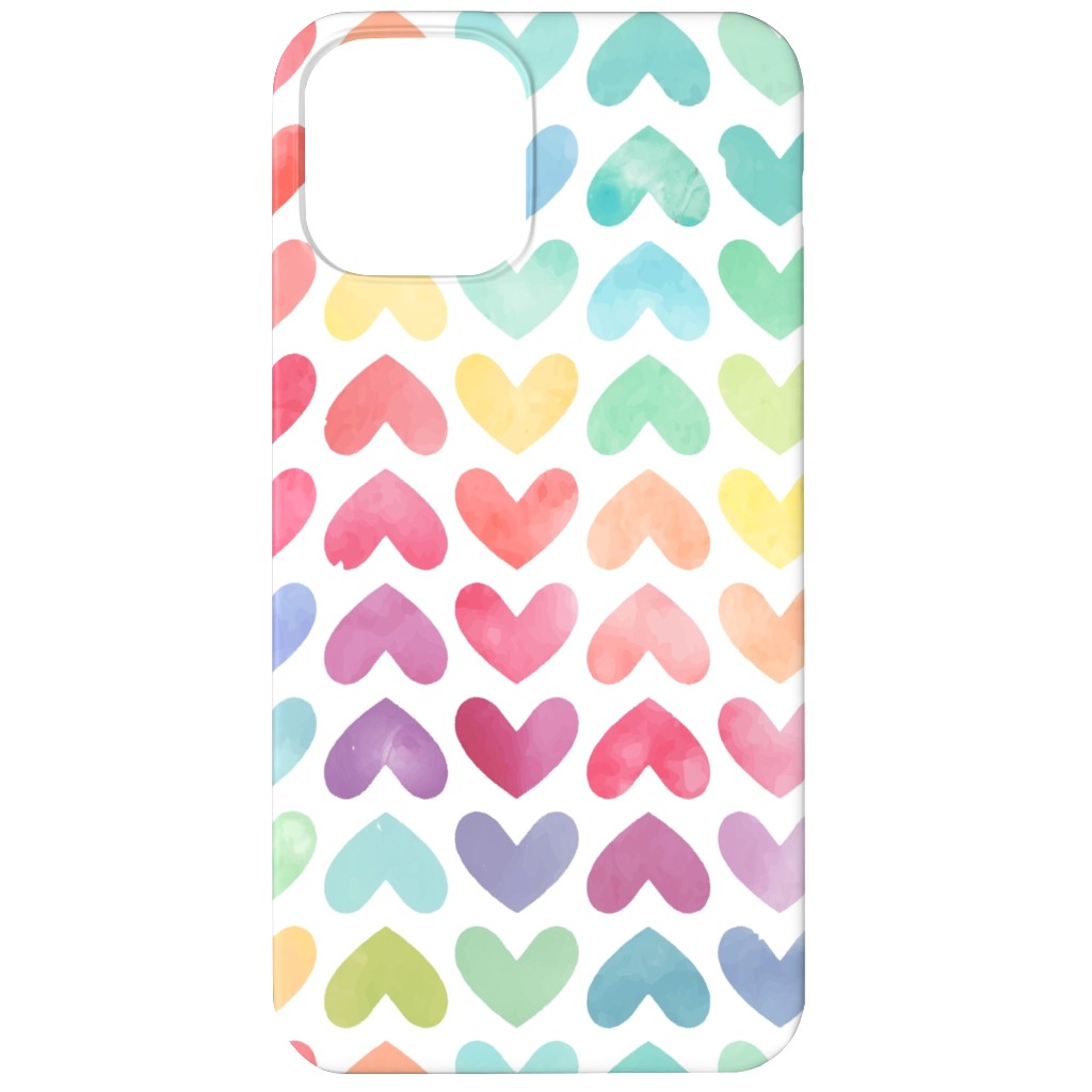 Rainbow Hearts - Multi Phone Case, Silicone Liner Case, Matte, iPhone 12, Multicolor