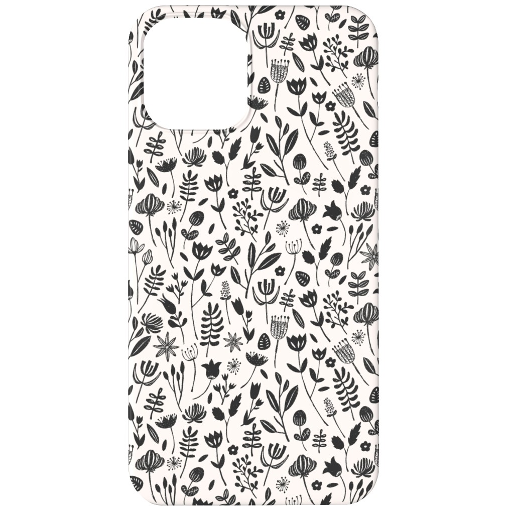 Folk Botanical Print - Neutral Phone Case, Silicone Liner Case, Matte, iPhone 12, Beige