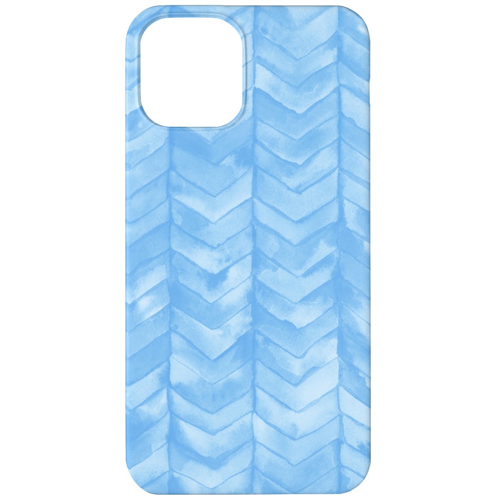 Watercolor Chevron Phone Case, Silicone Liner Case, Matte, iPhone 12, Blue