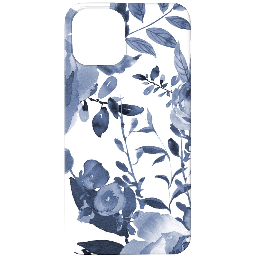 Blue and White Florals - Indigo Phone Case, Silicone Liner Case, Matte, iPhone 12, Blue