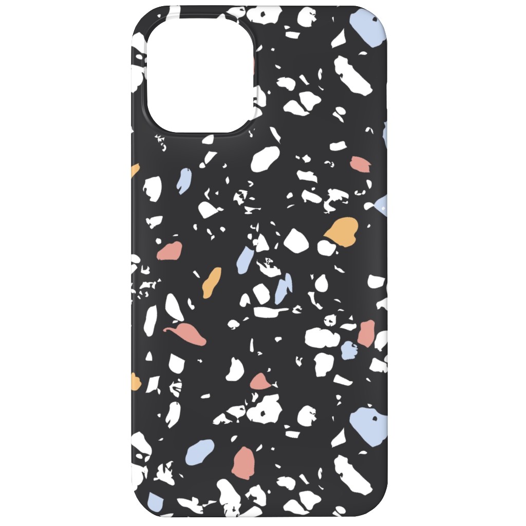 Terrazzo Print - Dark Phone Case, Silicone Liner Case, Matte, iPhone 12, Black