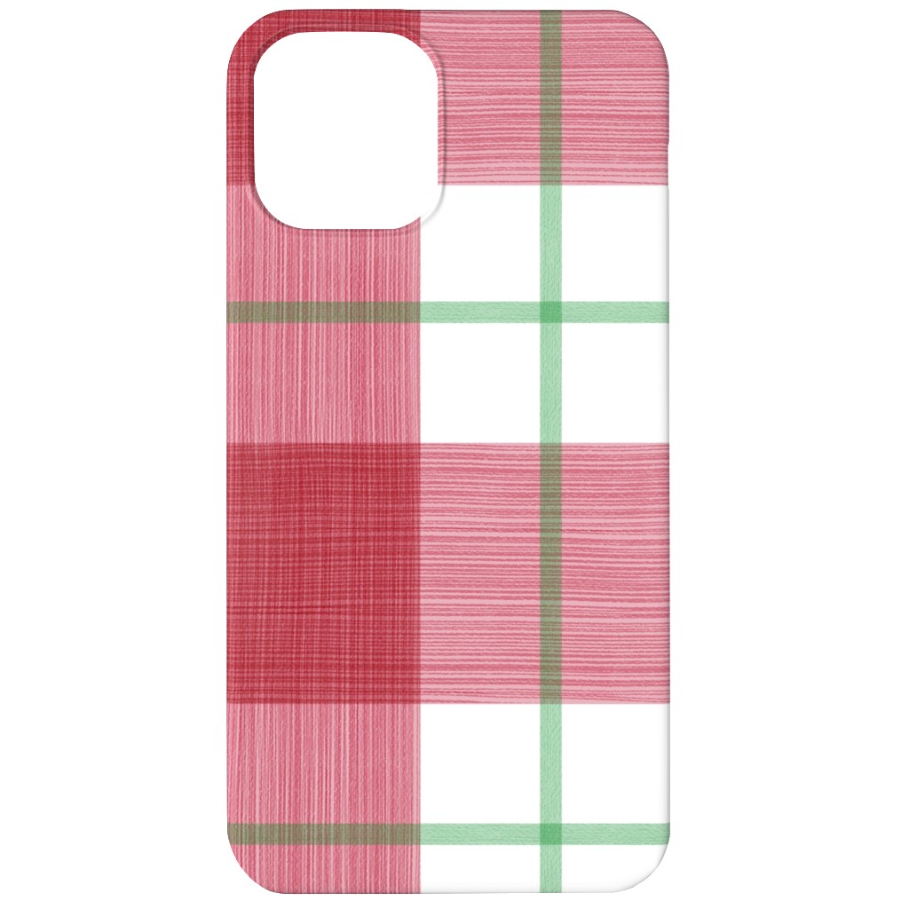 Double Plaid Phone Case, Silicone Liner Case, Matte, iPhone 12, Red