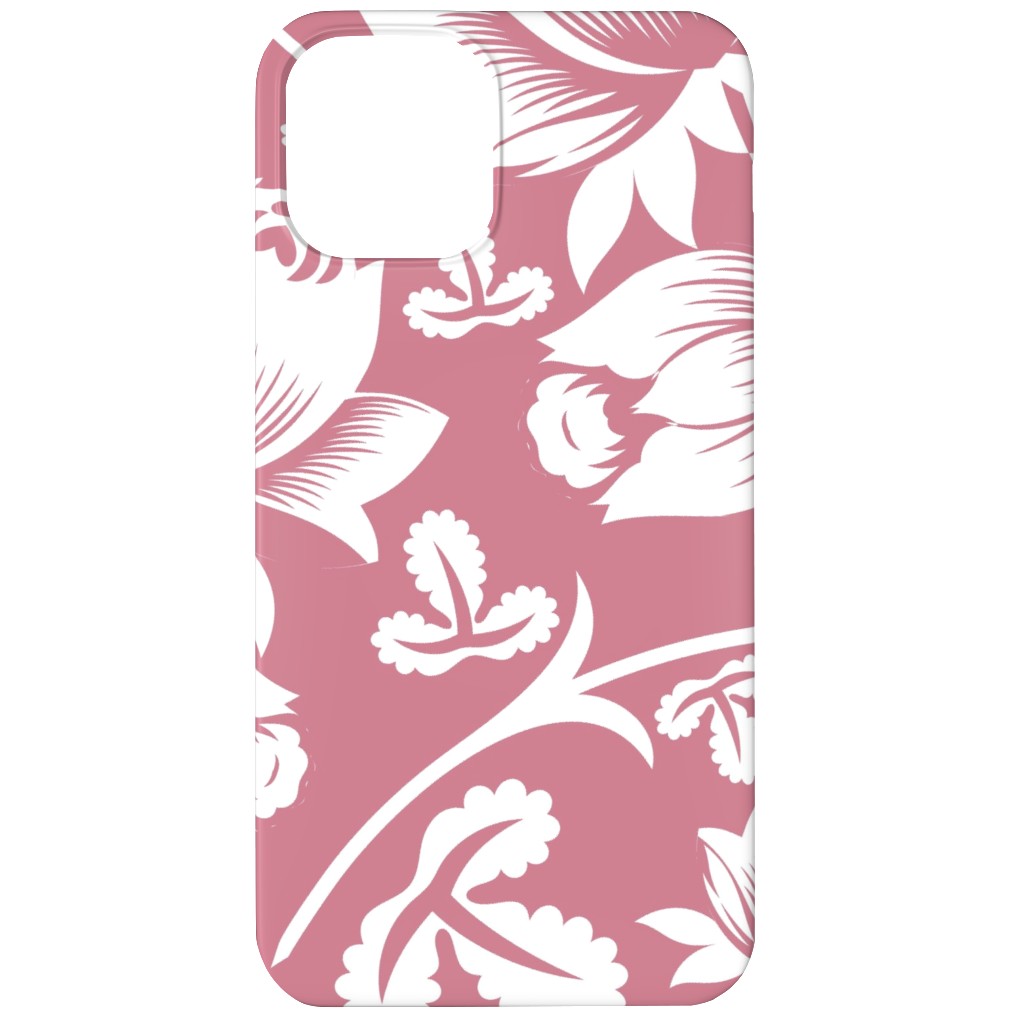 Lovely Rose Flower - Pink and White Phone Case, Silicone Liner Case, Matte, iPhone 12, Pink, Bright Pink