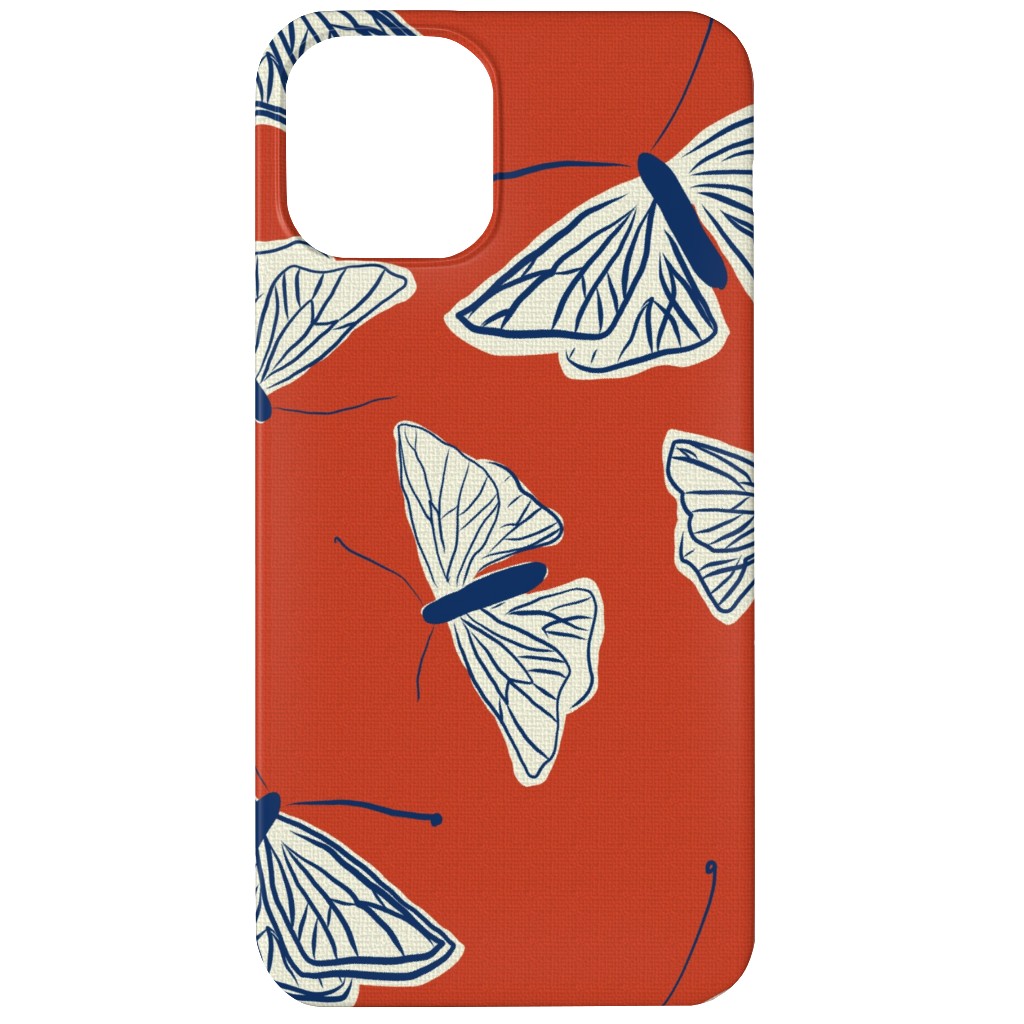 Moths - Rust Phone Case, Silicone Liner Case, Matte, iPhone 12, Red, Red