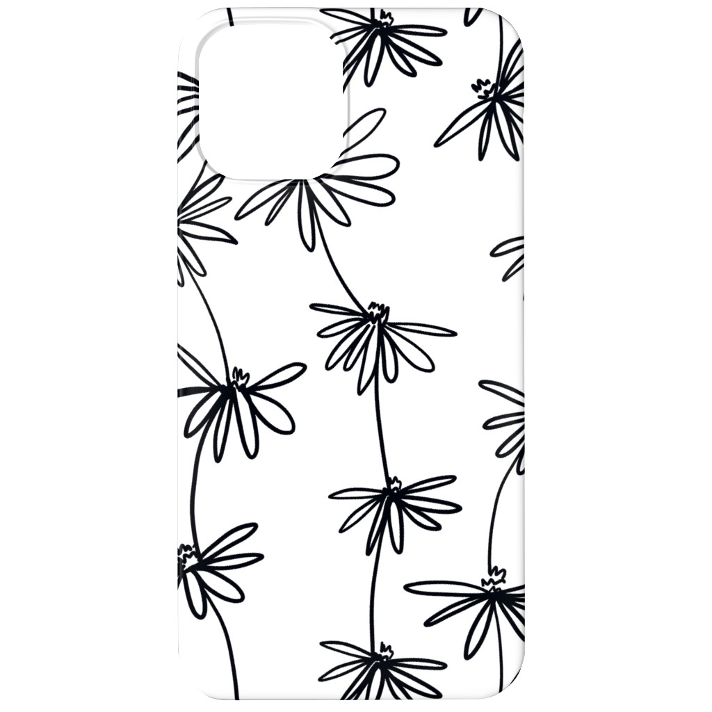 Daisy Chain - Black and White Phone Case, Silicone Liner Case, Matte, iPhone 12, White