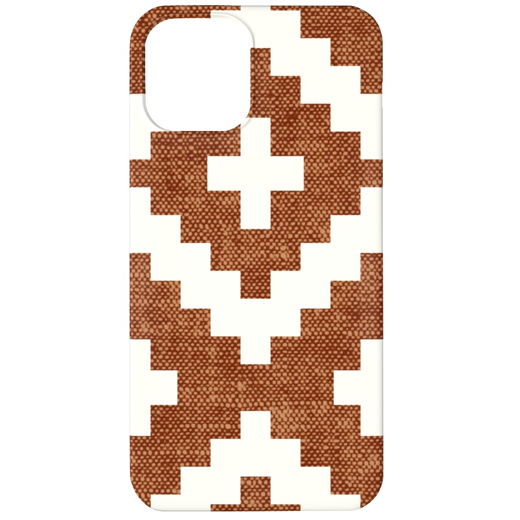 Geometric Woven Aztec - Ginger Phone Case, Silicone Liner Case, Matte, iPhone 12, Brown