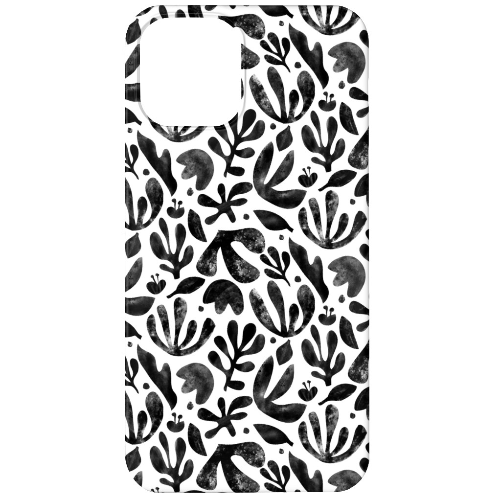 Flower Cutouts - Neutral Phone Case, Silicone Liner Case, Matte, iPhone 12, Black