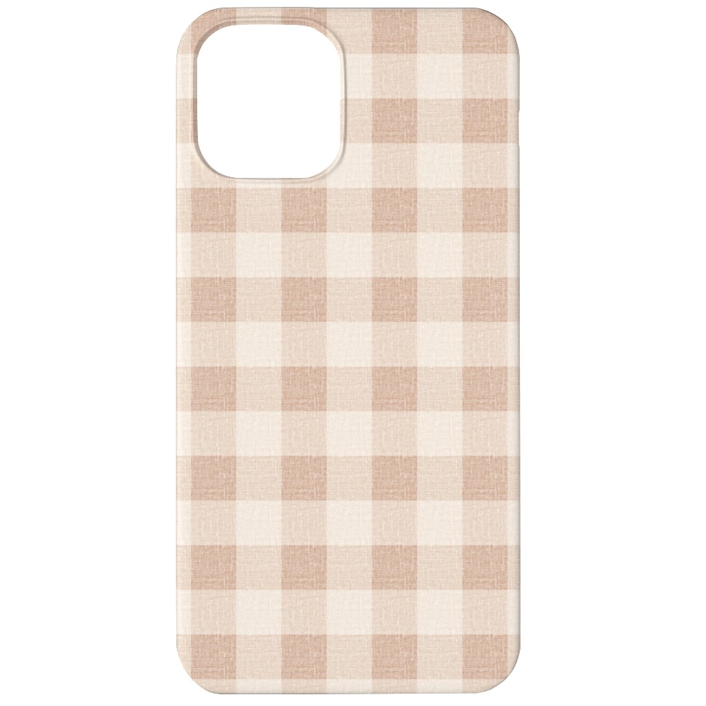 Gingham in Dusty Blush Pinks Phone Case, Silicone Liner Case, Matte, iPhone 12, Pink