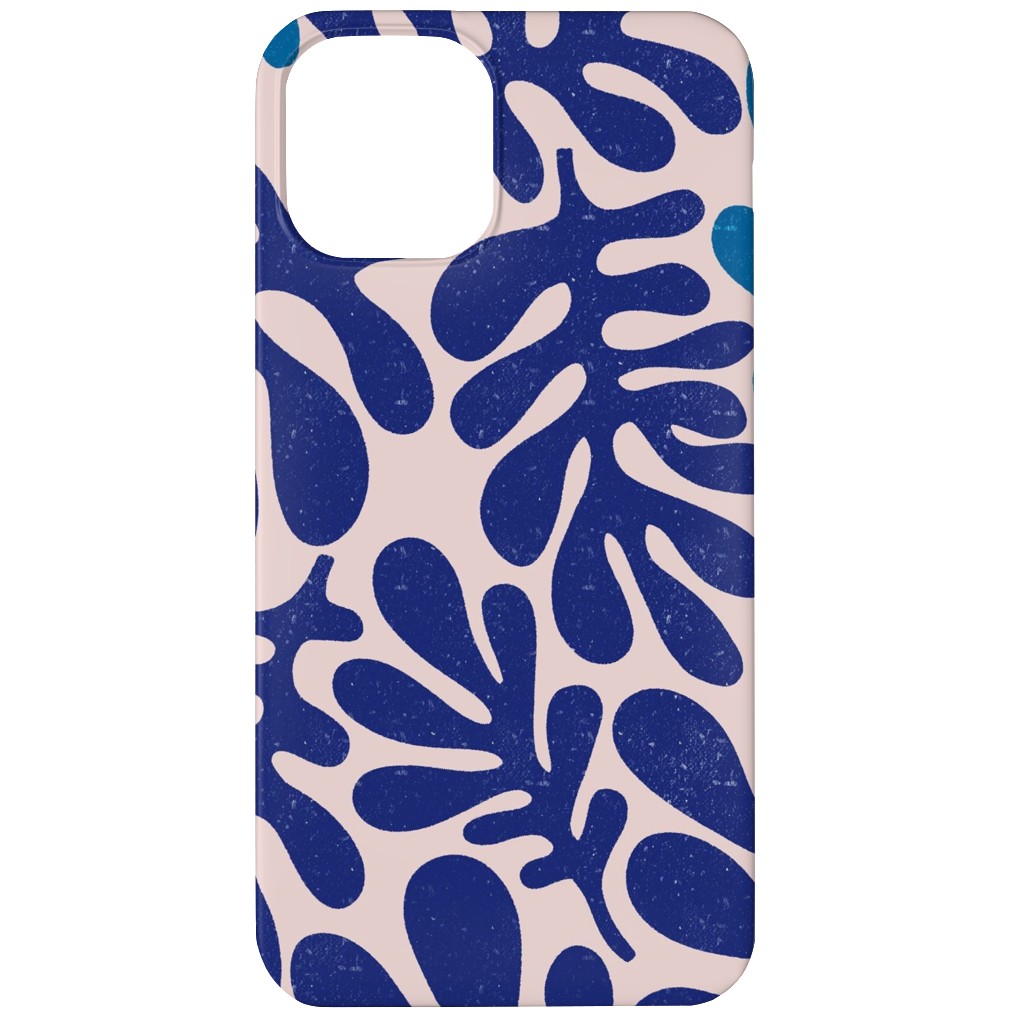 Organic Leaves - Blue Phone Case, Silicone Liner Case, Matte, iPhone 12, Blue