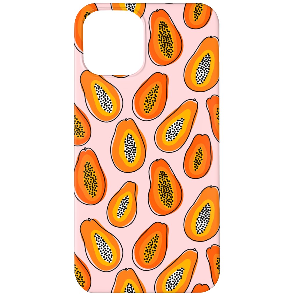 Abstract Papayas - Pink Phone Case, Slim Case, Matte, iPhone 12, Pink, Bright Pink