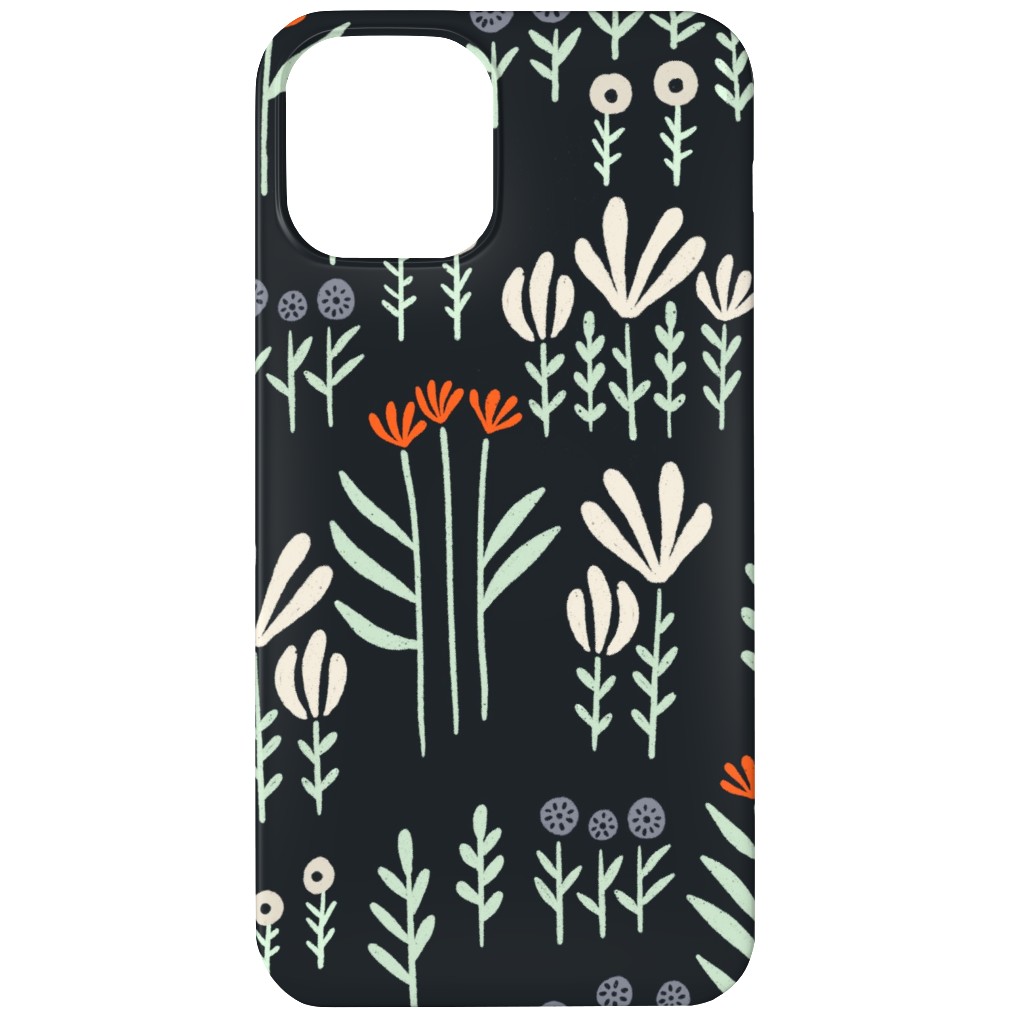 Delicate Floral - Orange and White Phone Case, Slim Case, Matte, iPhone 12, Black, Black