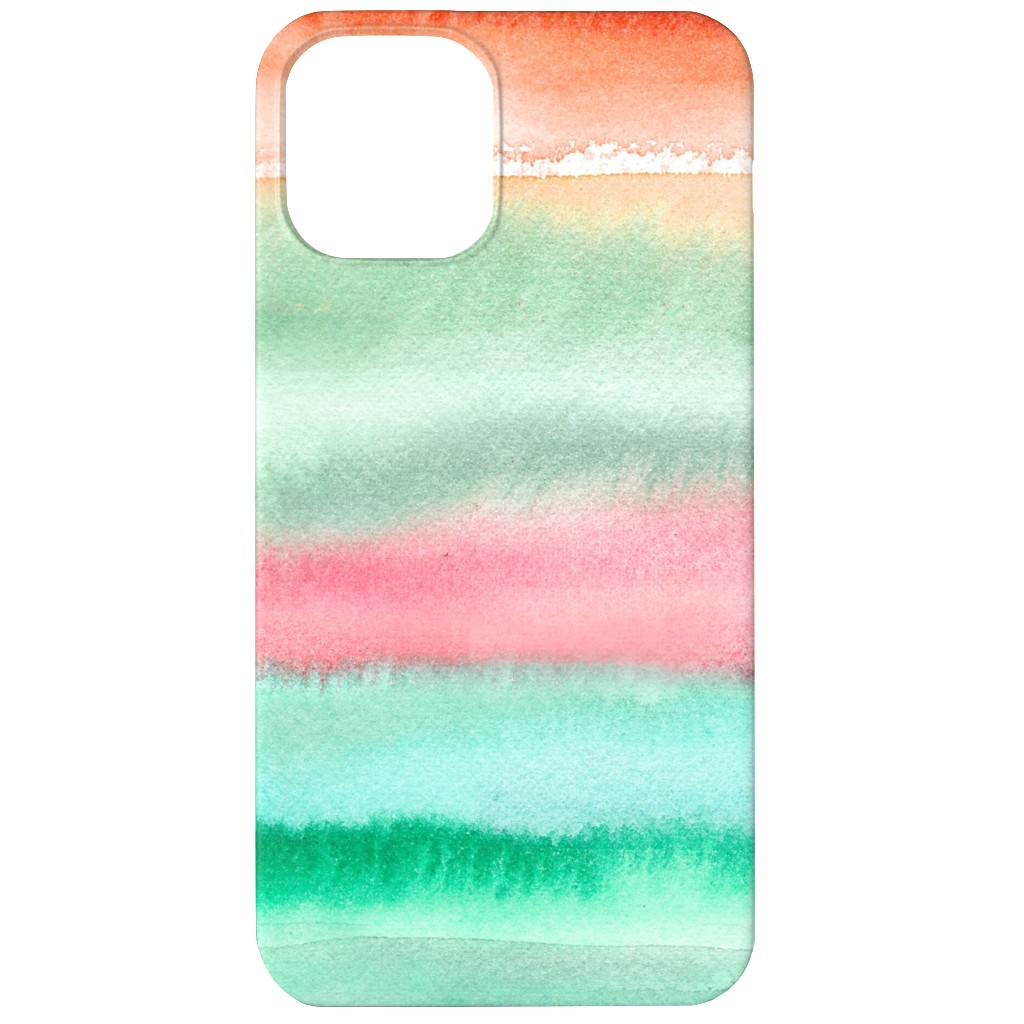 Ombre Watercolor Sunset - Green & Pink Phone Case, Slim Case, Matte, iPhone 12, Multicolor
