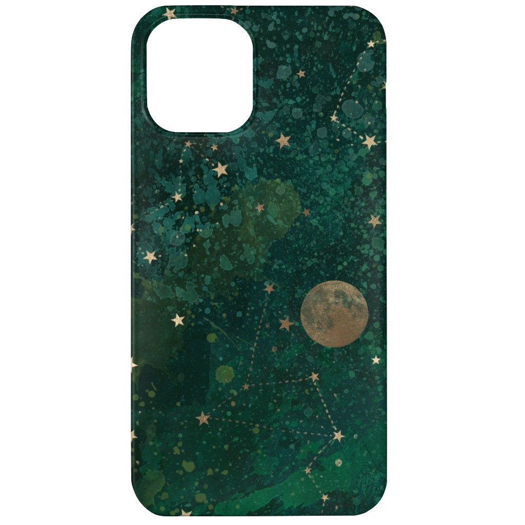 Moon and Stars - Green Phone Case, Slim Case, Matte, iPhone 12, Green, Classic Green