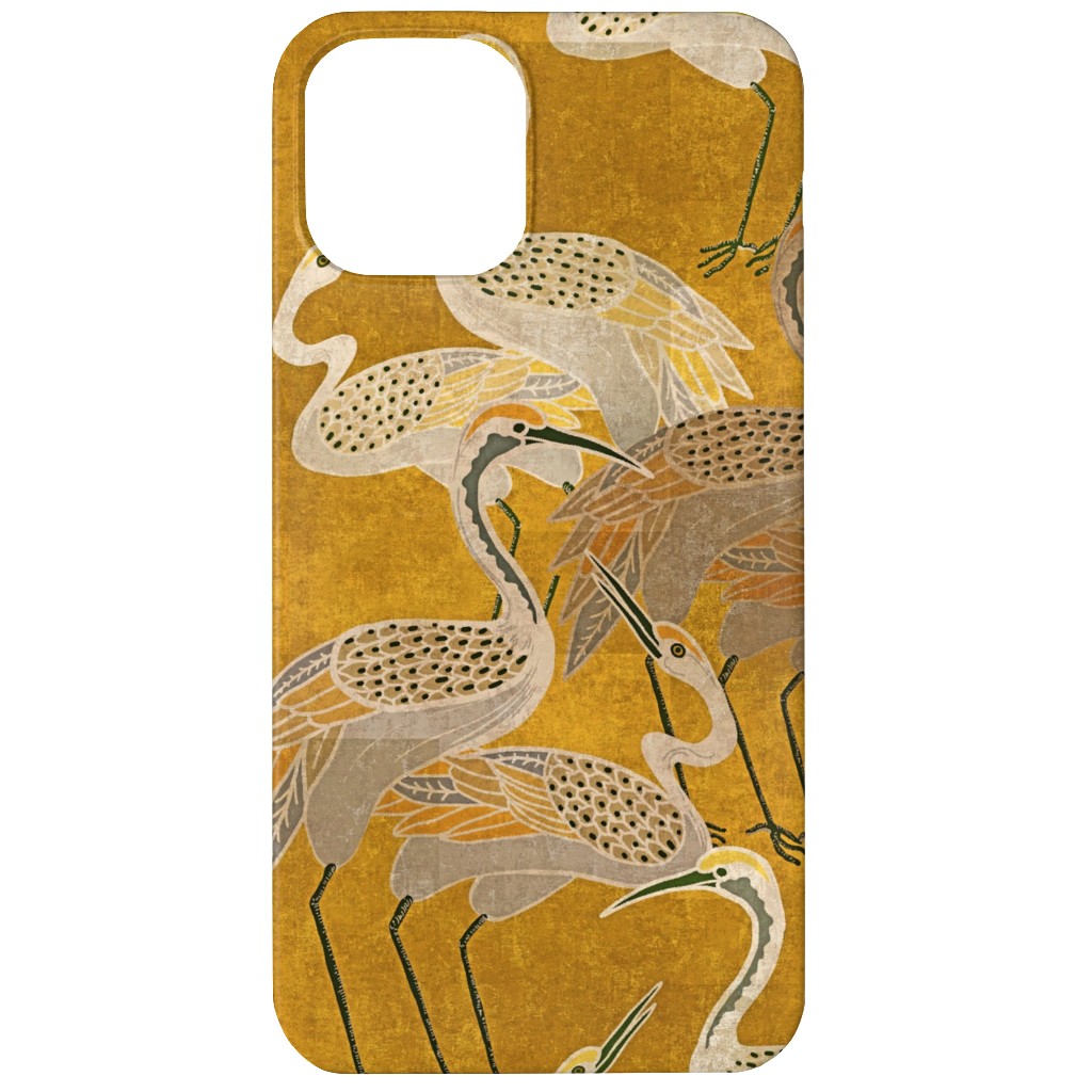Deco Cranes - Golden Hour Phone Case, Slim Case, Matte, iPhone 12, Yellow